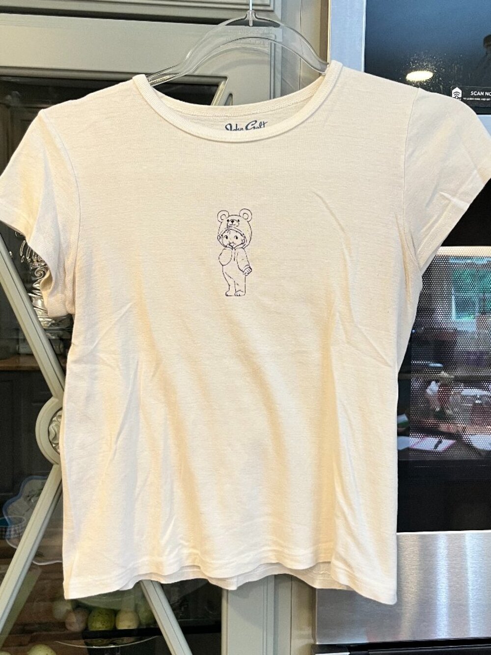 Brandy Melville Cotton Tee Coquette Kid in Bear Onesie Minimalist Girlhoodcore